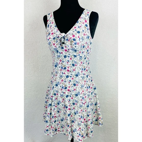 (VTG) BYER TOO! CALIFORNIA • 90s Floral Front-Tie Sleeveless Mini Dress, XS/S - Picture 15 of 15